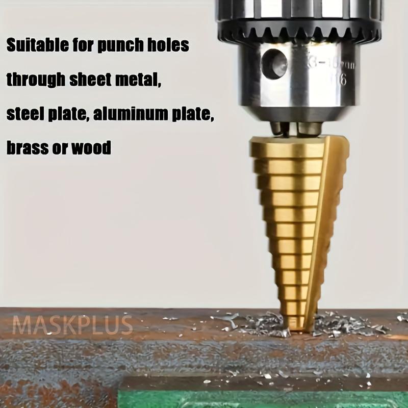 Step Drill Bit, 4-32Mm Coated High-Speed Steel Hole Cutter, Versatile Hex Shank for Metal, Wood, Plastic, And Professional Drilling Equipment