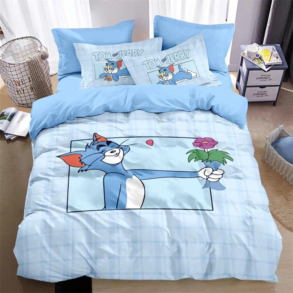 Exquisite T-Tom Cat and Anime Mouse bedding set,duvet cover and pillowcase,home bedroom decoration,gift for boys and girls