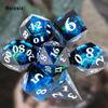 7 Pcs Dark Blue Resin White Number Sharp Edge Dice Polyhedral Dice Suitable for Role-Playing RPG    Board Game