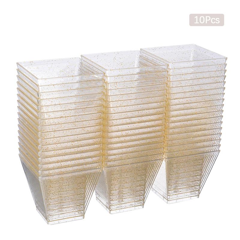 10 шт. Пластиковые стаканчики для десерта трапециевидной формы одноразовые контейнеры для торта и десерта