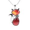 Pink Purple Stone Pendant Cute Shape Cat Jewelry Necklaces Daily Wear Cat Necklaces  Women Girl