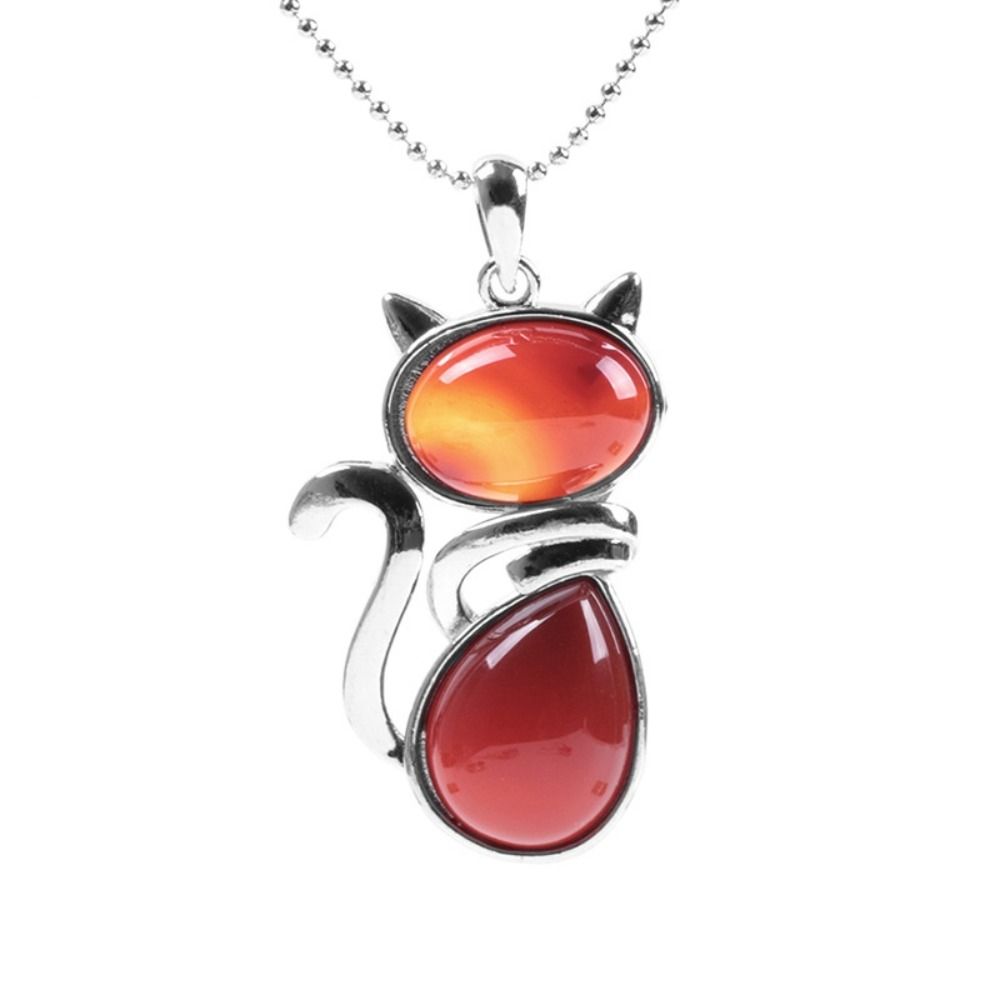 Pink Purple Stone Pendant Cute Shape Cat Jewelry Necklaces Daily Wear Cat Necklaces  Women Girl