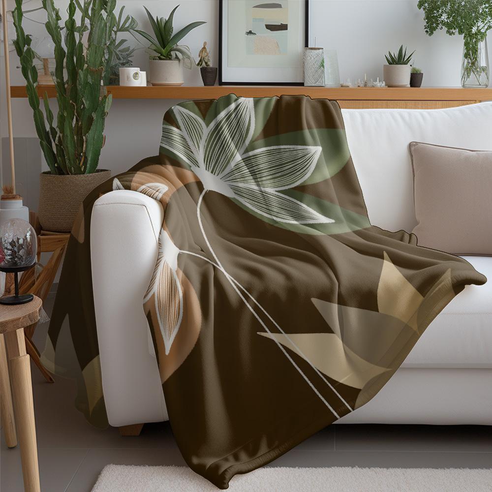 Plush Throw Blanket Floral Abstract Leaf Pattern Sofa Bed Living Room Decor Autumn Winter Blanket