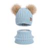 Children's Hats Outdoor Warm Three-piece Set Boys and Girls Fleece Ear Protector Pullover Hat Cute Hairball Knitted Wool Hat