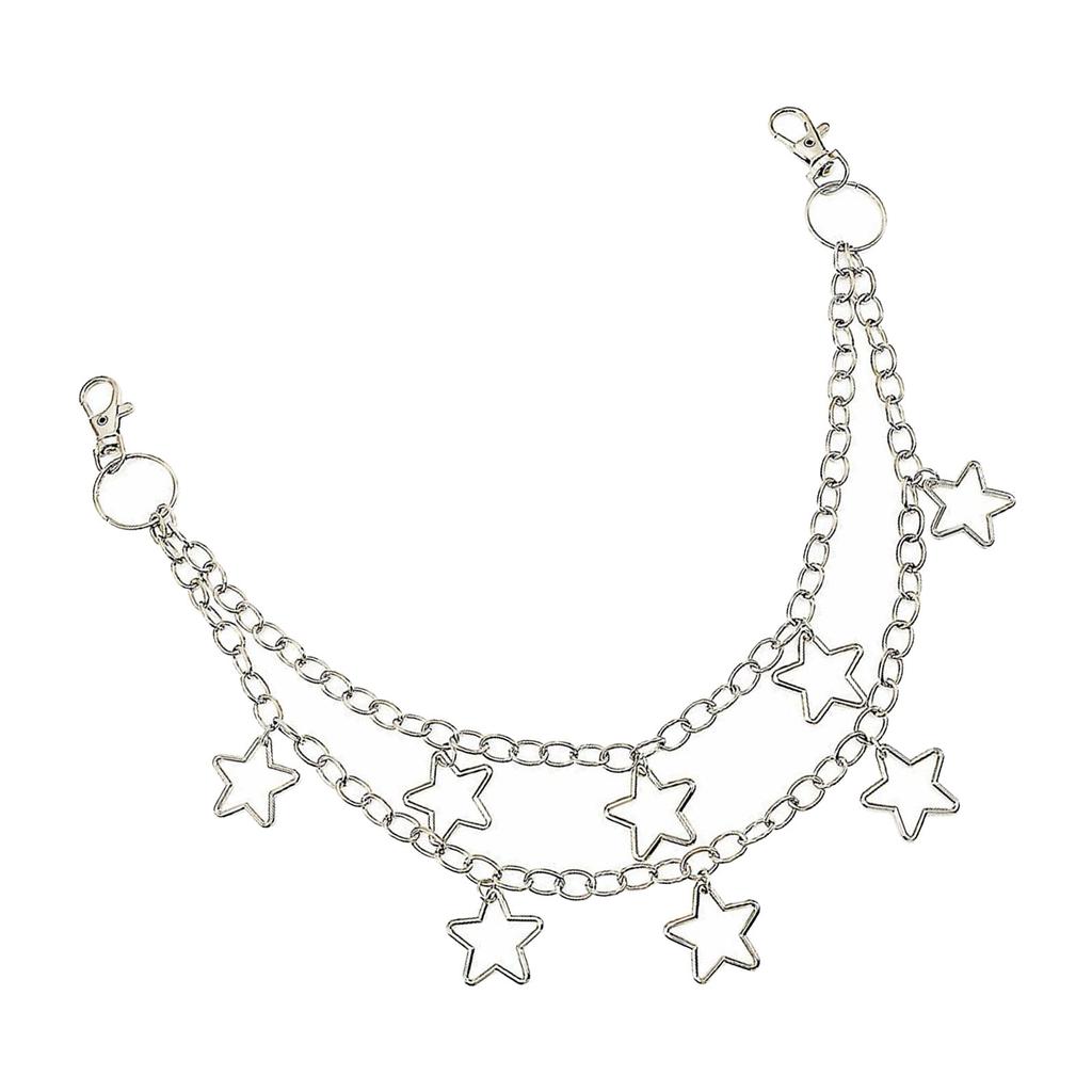 Pants Chain Metallic Punk 2Layered Star Pendant Jeans Chain Clothing Decorative Hiphop Waist Chain Y2K Waist Jewelry