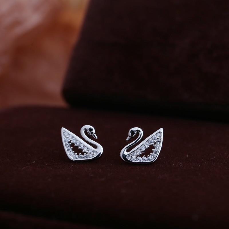 Серьги-лебеди с бриллиантами для женщин, легкие, роскошные, универсальные, модные, свежие, корейские, элегантные и высококачественные серьги
