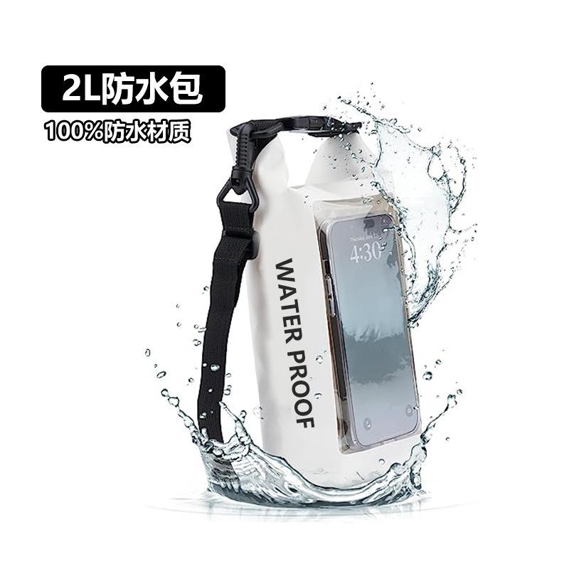 Sinodiving 2L Dry Bag for Outdoor Water Sports PVC Roll Top Waterproof Backpack for Kayaking Boating Swimming Camping