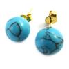 [M6506] - Turquoise 'Mineralia' Gold-plated Earrings - 10 Mm