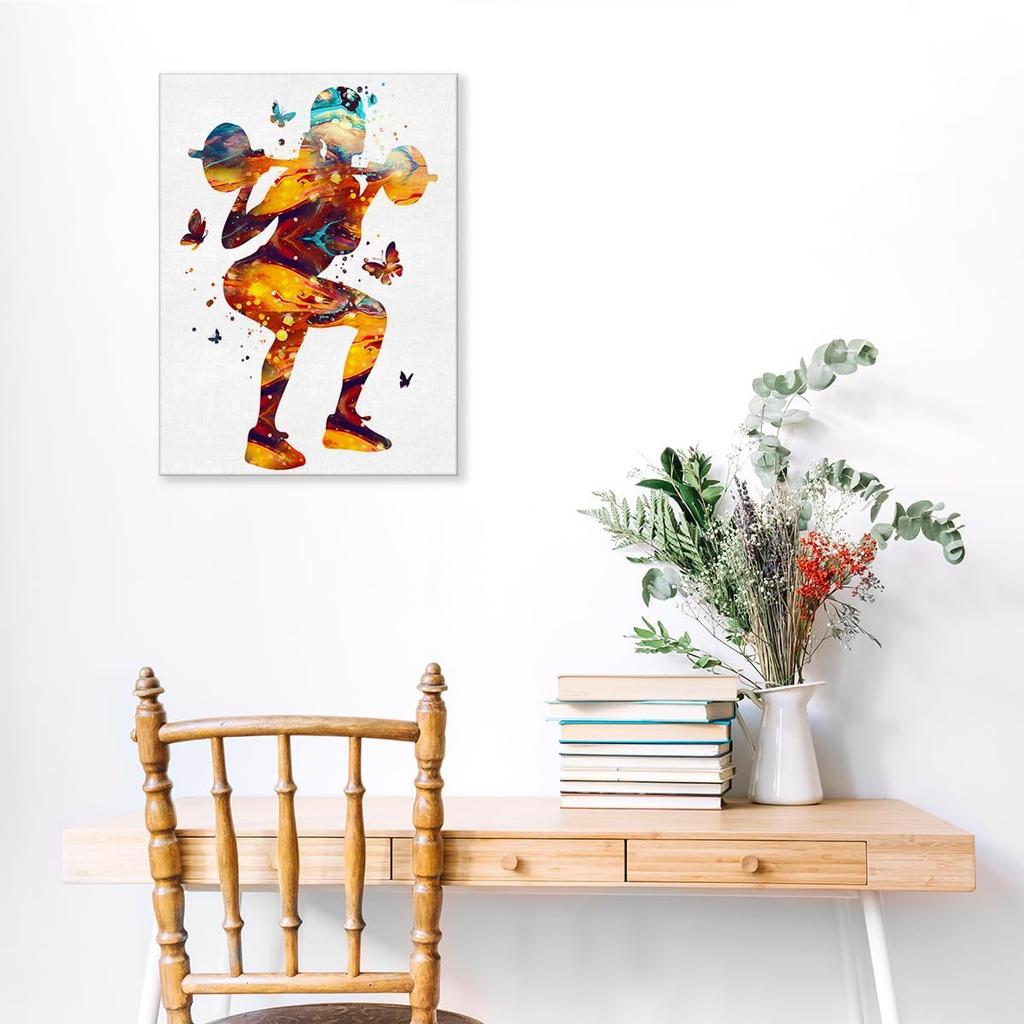 Fitness Girl Wall Art Decor Women Gym Poster Framed Painting Print Weight Lifting Sport Artwork for Home Gym Decor 12 X 15 Inch