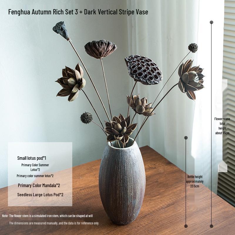 Zen Luxury Dried Lotus Bouquet: Elegant Air-Dried Flower Arrangement for a Sophisticated Living Room Decor.