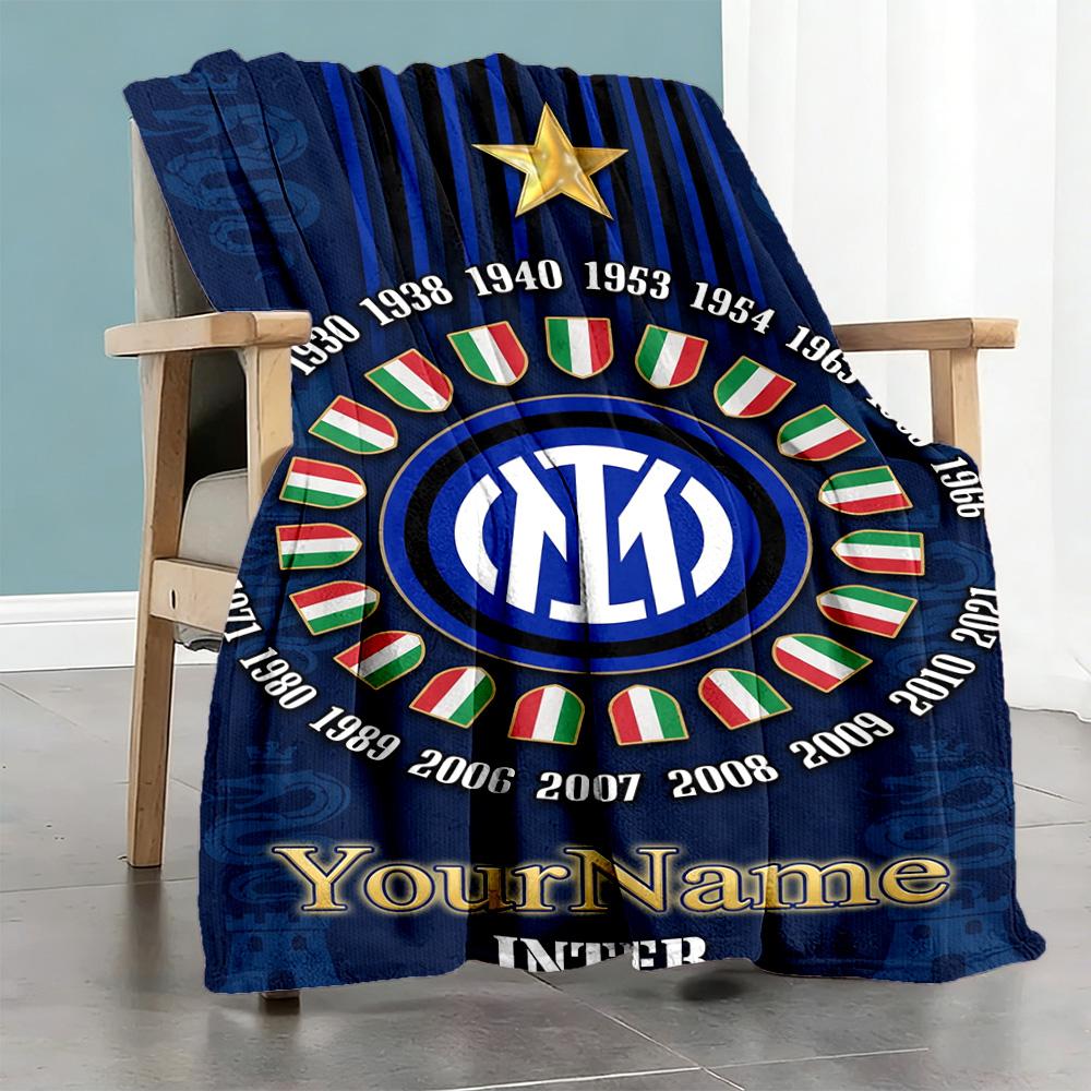 Inter Milan Customize Your Name Blanket Throw Personalized Blanket Warmthful Decor Throw For Office Office Chair Bed Picnics Four Seasons Universal