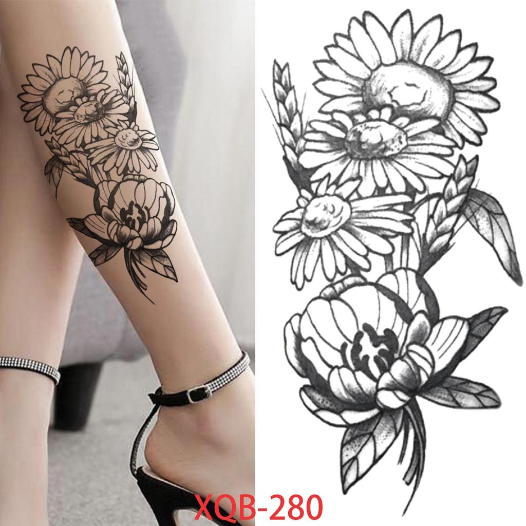 1 ШТ. 210*114 ММ Сексуальный Цветочный Узор Временные Татуировки Черной Розы для Женщин Водонепроницаемые Поддельные Татуировки для Рук Боди-Арт Рукав Наклейка Для Тела