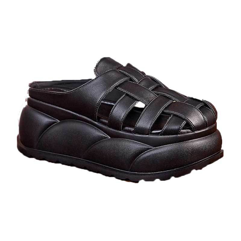 Полутапочки с толстой подошвой для женщин, новая летняя мода, универсальные пляжные прохладные тапочки