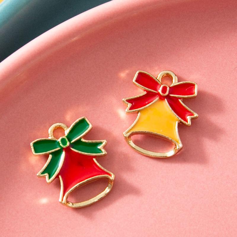 11Pcs Enamel Gold Color Christmas Bell Charms Pendant for Jewerly Making Bracelet Women Earrings Necklace Accessories Findings