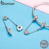 BAMOER 925 Stelring Silver Защитная цепочка Kitty Cat Четырехлистный клевер Подвеска подходит для оригинального браслета Ювелирные изделия