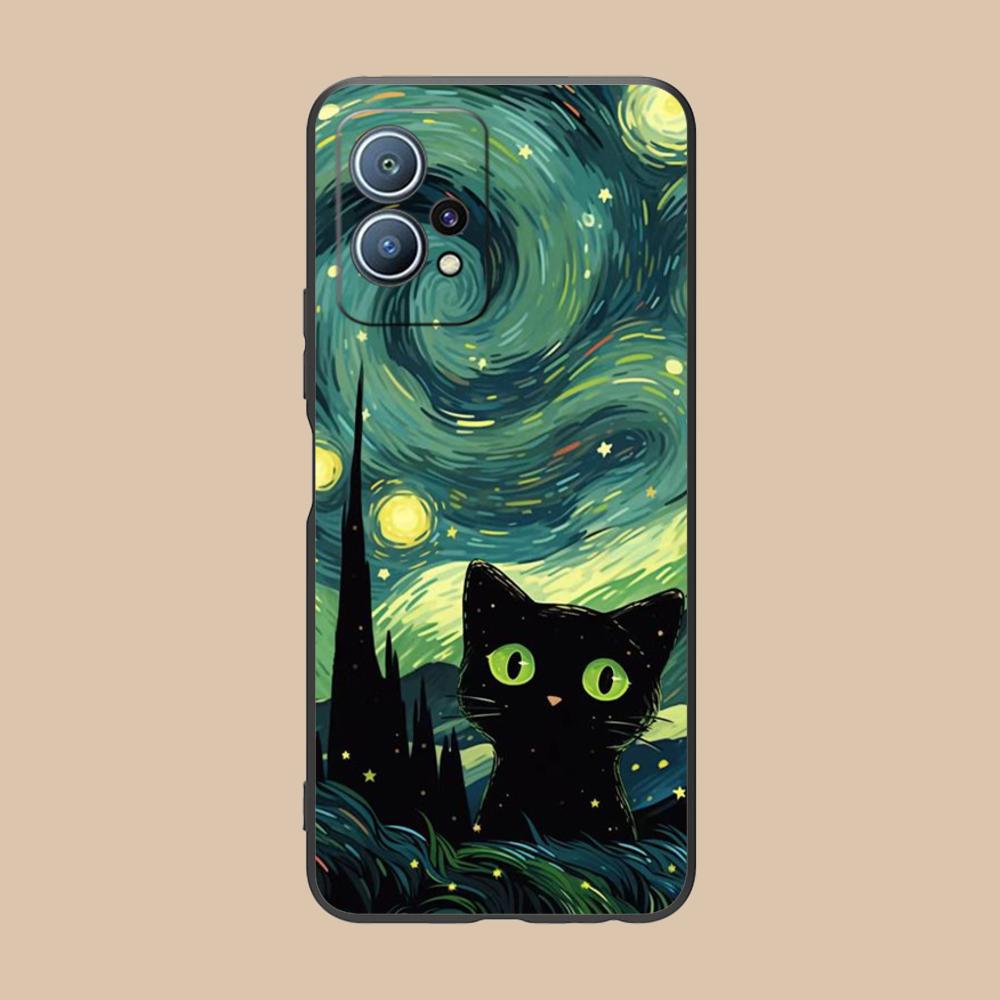 Чехол для мобильного телефона Luna Moon Cat для Huawei P60 P50 P40 P30 P20 P10 P9 P8 Pro Lite Plus Цветной печатный чехол Чехол Смартфон