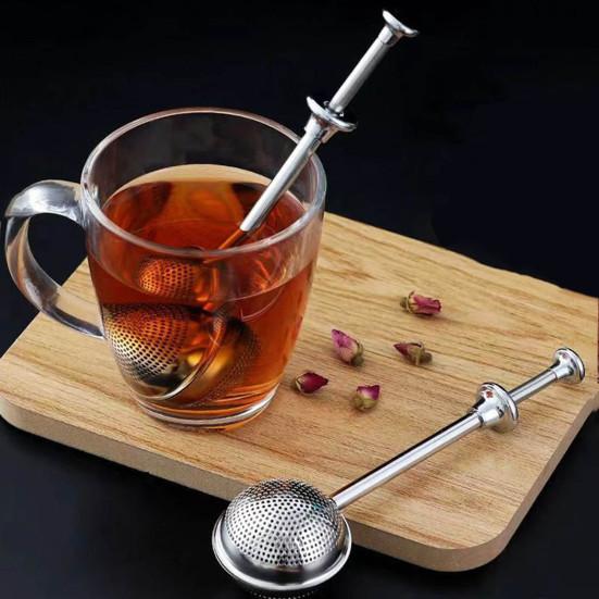 Stainless Steel Tea Strainer One Handed Operation Ball Shape Tea Filter Dual-Function Quick Sifting Flour Sifter for Baking Cakes And Spices