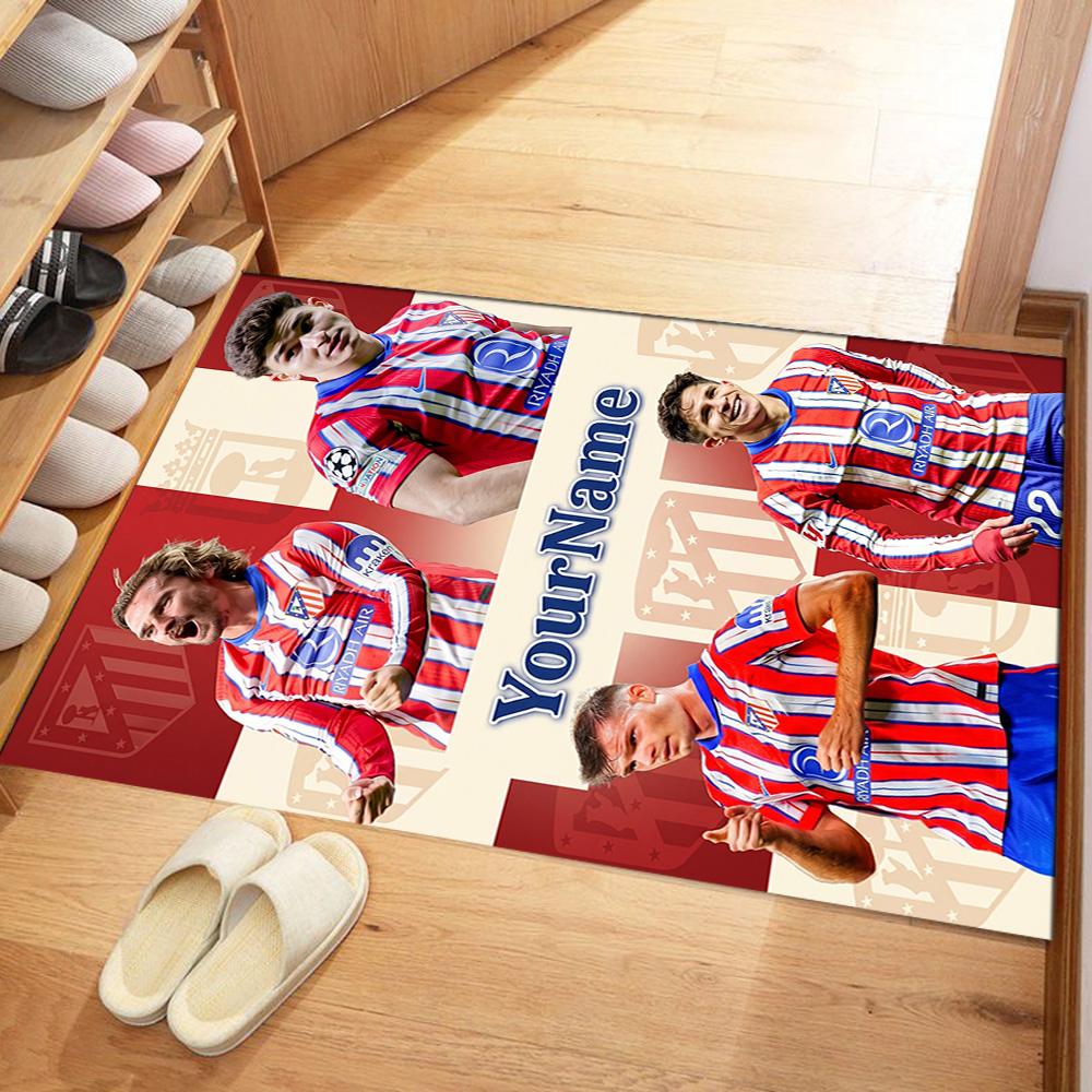 Atletico Madrid Customizable Name Floor Mat Perfect for Foyer Hallway Balcony Dining Room Anti-slip Rug Decorate Offices
