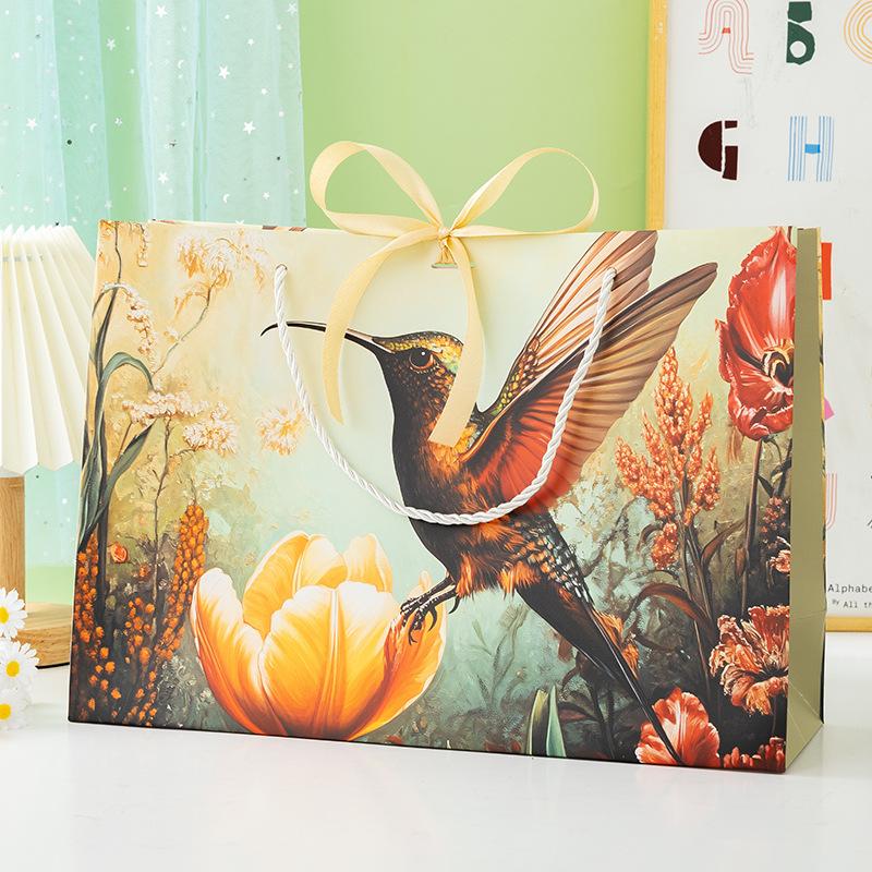 Advanced Sense, Ретро-цветок и птица, Подарочный пакет, Ручной упаковочный пакет для одежды, Бумажный пакет, Подарочный пакет, Сопутствующий подарочный пакет