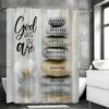 Bible Verse Shower Curtain, Zen Stone, Christian, Spa, Meditation, Relaxation, Asian Lotus, Fabric, Waterproof, Polyester, Water