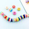 10 шт., 8*14 мм, круглые бусины из смолы в полоску с большим отверстием, акриловые семицветные радужные свободные бусины, браслет «сделай сам», интервальные бусины
