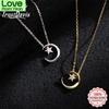 Real 925 Sterling Silver Fashion Moon Star Dazzling Cz Choker Necklace For Women Wedding Birthday Fine Jewelry Db013