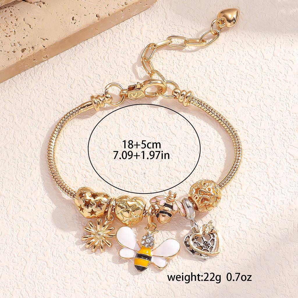 1 штука модной циркониевой браслета в стиле семьи Пан, женский браслет с подвеской в виде пчелки, нишевый браслет