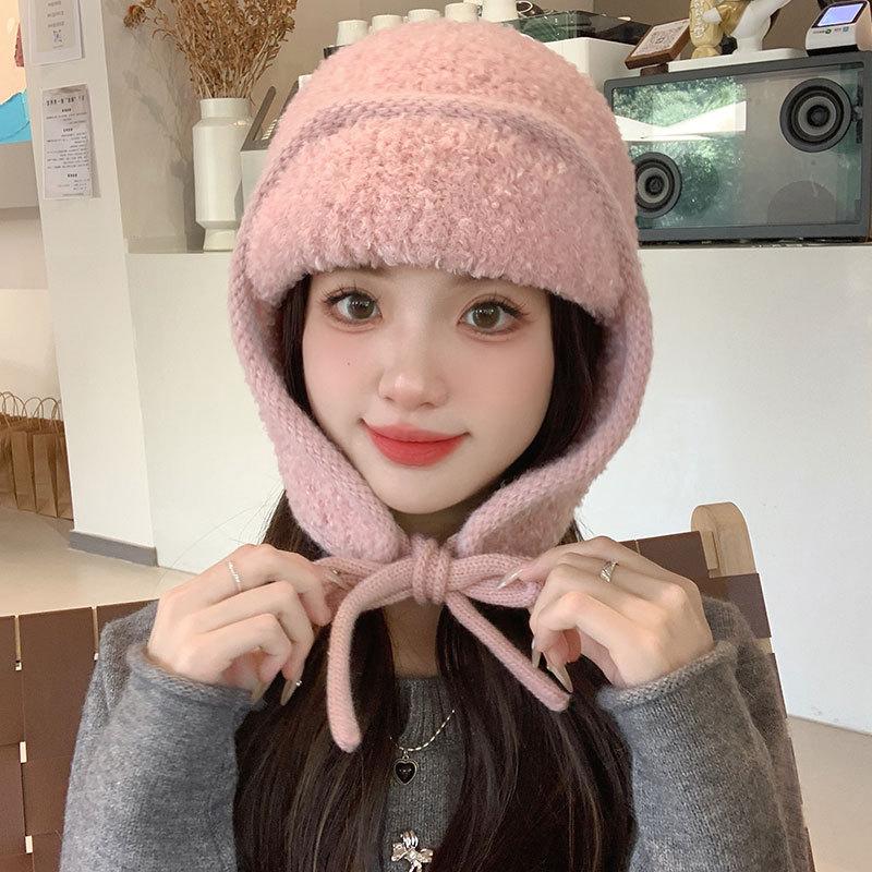 Держите в тепле и холоде детей Осень и зима Утепленная флисовая защита ушей Вязаная шерстяная балаклава