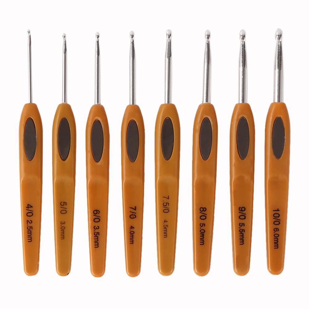8Pcs Crochet Hooks Set ABS Handle Aluminium Knitting Needles Set Multifunction Yarn Knitting Needles Ergonomic for Handcraft