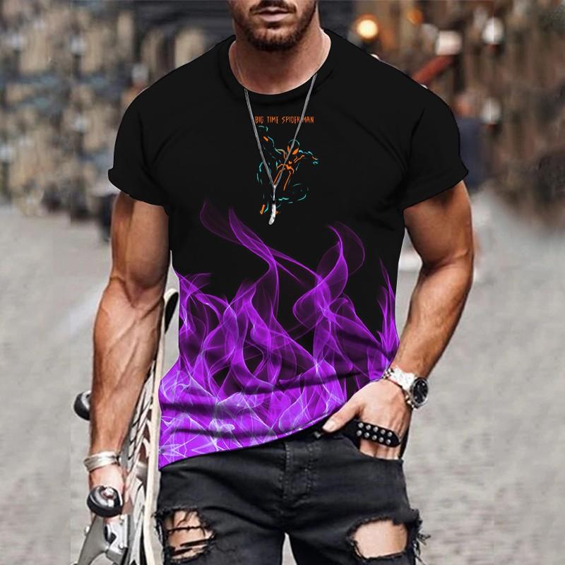 Трендовая градиентная печать повседневная свободная мужская футболка с короткими рукавами и 3D-цифровым принтом, круглый вырез, свободный крой