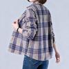 Шерстяная клетчатая рубашка средней длины с флисовой подкладкой для женщин - Большой размер, Повседневная верхняя одежда с длинным рукавом
