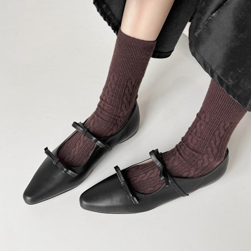 Модная обувь женская 2025 Новые шлепанцы с закрытым носком на плоской платформе с внутренней танкеткой, туфли Мэри Джейн с острым носком и бантом-бабочкой, слайды с бантом-бабочкой