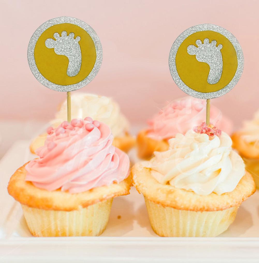 Дарлинг Сувенир| Блеск Baby Foot Baby Shower Toppers для капкейков | Десертные украшения - упаковка