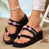 Fashion Fashion Shiny Sequins Clip Toe Slippers Women Summer Beach Flower Decor Wedge Slides Woman New Slip On Platform Sandals Mujer