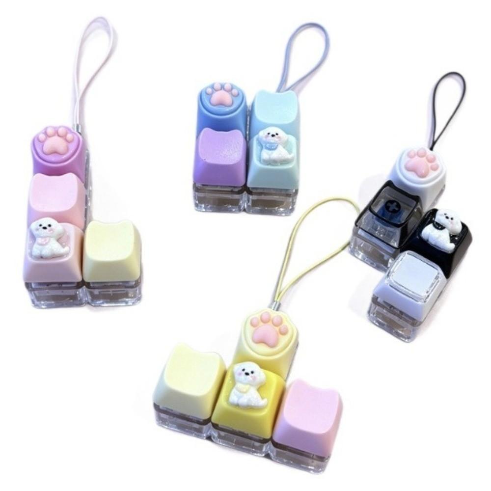 Plastic Fidget Buttons Pendant Cat Paw Fidget Clicker Keychain Pass The Boring Time