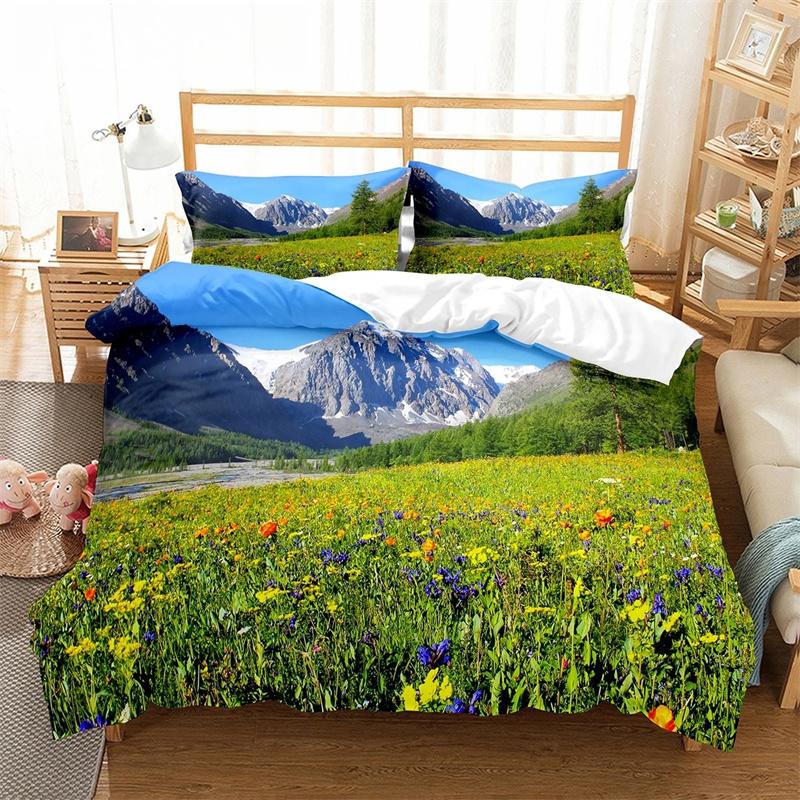 Пододеяльник «Алтайские горы» King Queen, комплект постельного белья «Природный пейзаж», «Лесной пейзаж», «Озеро», покрывало из полиэстера