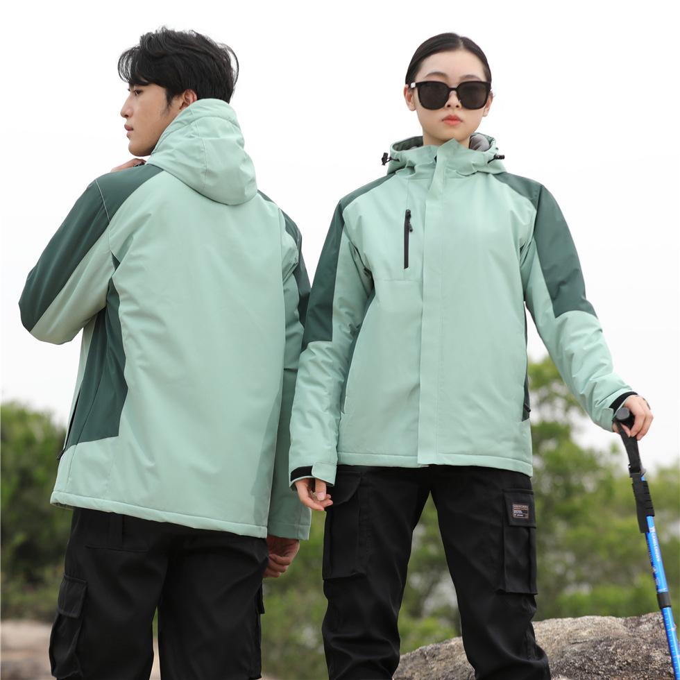 Осенне-зимние мужские и женские ветрозащитные и морозостойкие куртки из меха серебристой лисицы, парные куртки с цветными блоками, рабочая одежда для персонала на открытом воздухе