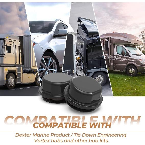 2 Pack 81143 For Dexter Vortex Replacement Caps, K71-G01-73, 21-261, 48355V Replacement Hub Dust Cap W/O-Ring For Trailer, Boat & Other Hub Kits