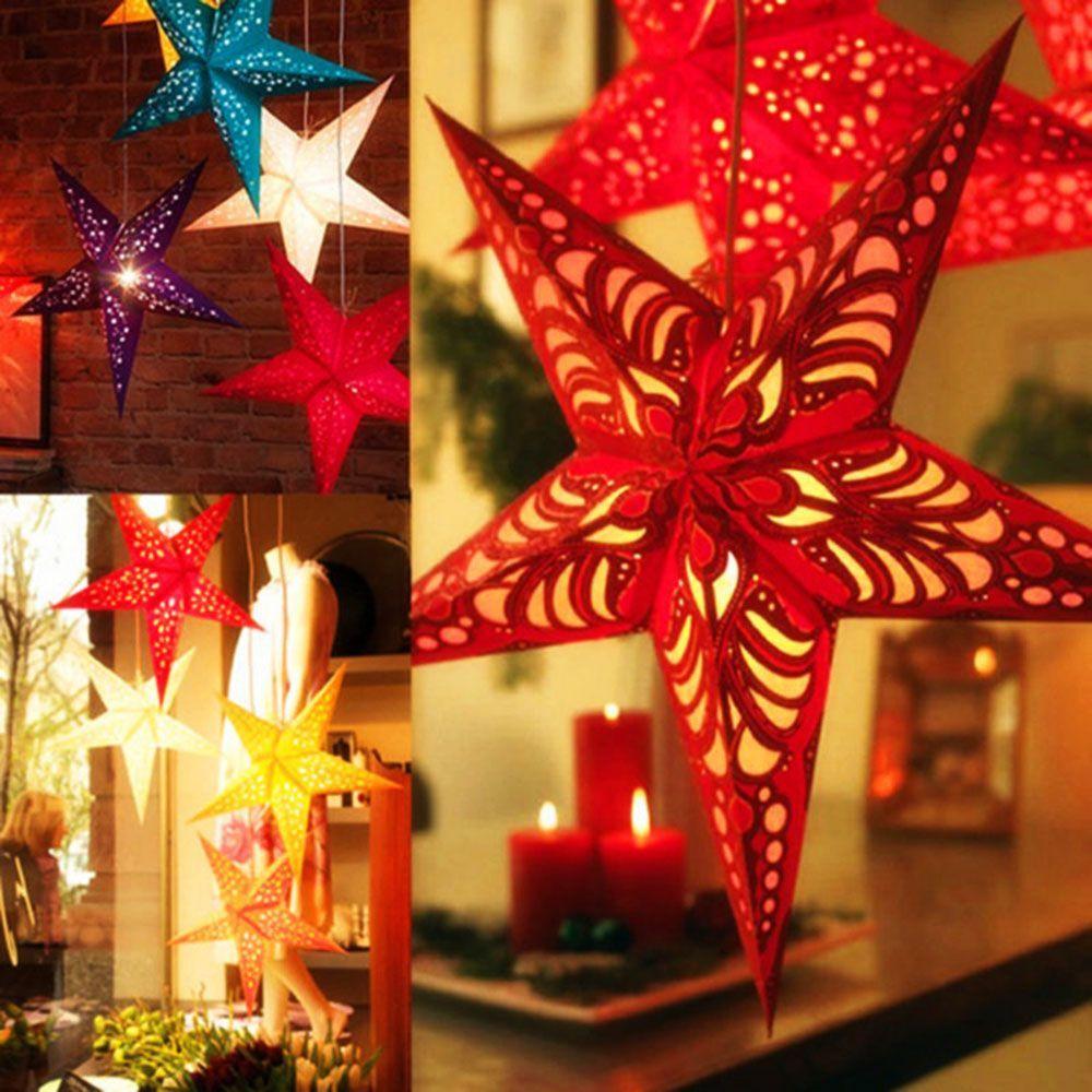 Fashion Home Festival Christmas Hanging Pentagram Star Xmas Ornament Tree Decoration Lamp Shade