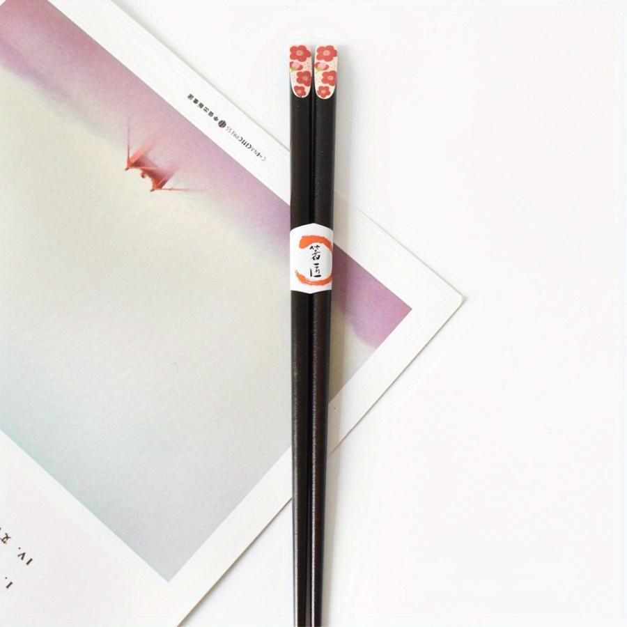 1 Pairs Japanese Flower Pattern Pointed Chopsticks Smooth Wax-free Wood Polka Dot Chopsticks Chinese Family Restaurant Banquet Use Serving Chopsticks