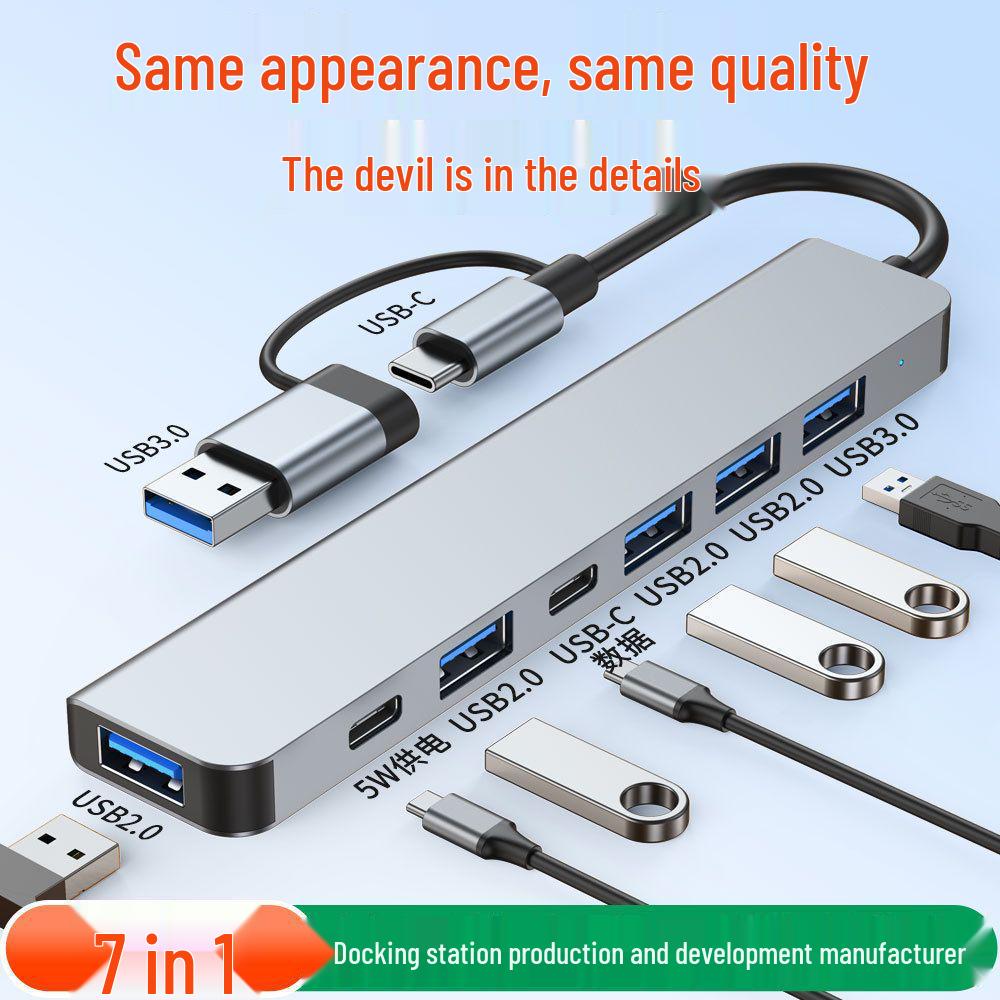 USB Type-C Multi-Port Hub & Card Reader with 8 Ports, USB 3.0