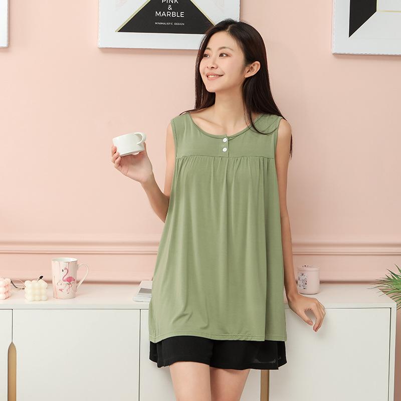 Модал Ночные рубашки средней длины женские пижамы летние платья повседневные без рукавов топ свободная ночная рубашка женская пижама