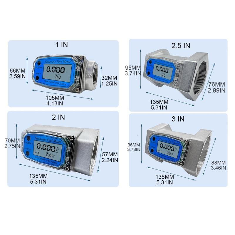 Digital Liquid Flow Meter 1in/2in/2.5in/3in Electronic Water Flow Meter Flowmeter with LCD Display A0KF