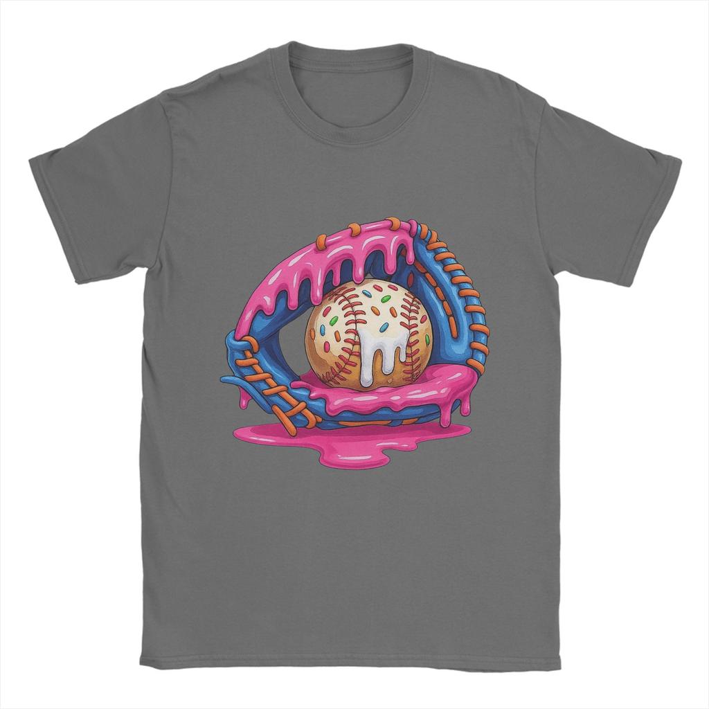 Бейсбольная футболка с мороженым 'Drip' Летняя перчатка 100% хлопок Мужские футболки Хиппи Повседневная футболка Короткий рукав Y2K Ретро футболки