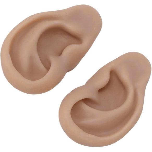 Силиконовая модель уха, Гибкая модель левого и правого уха для пирсинга, Силиконовые части тела, Силиконовая форма для уха (Темный цвет кожи)