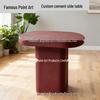 Artistic Oval Cement Side Table: Industrial Vintage Style for Living Room, Bedroom, or Corner Storage