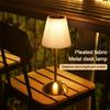 Rechargeable Pleated Table Lamp USB Nightstand Cordless Desk Light for Bedroom Living Room Home Bar Office Decor Lamp