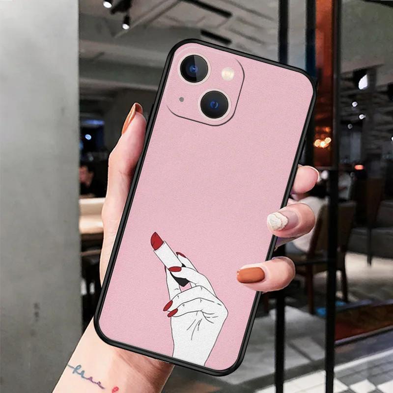 Чехол для мобильного телефона iPhone15 Pro, розовый чехол с рисунком в виде жестов, с рисунком против падений.