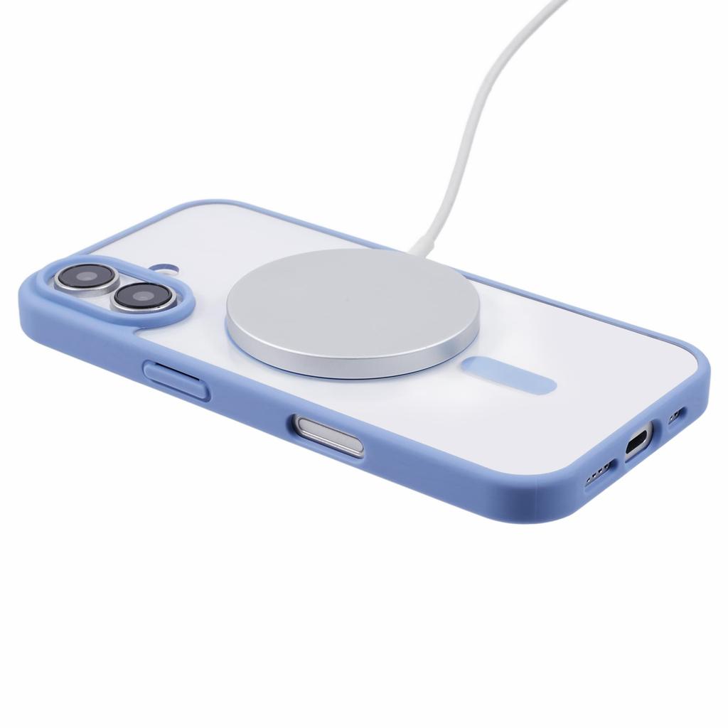 For iPhone 16 Case Compatible with MagSafe Shockproof PC+TPU Clear Phone Cover - Blue