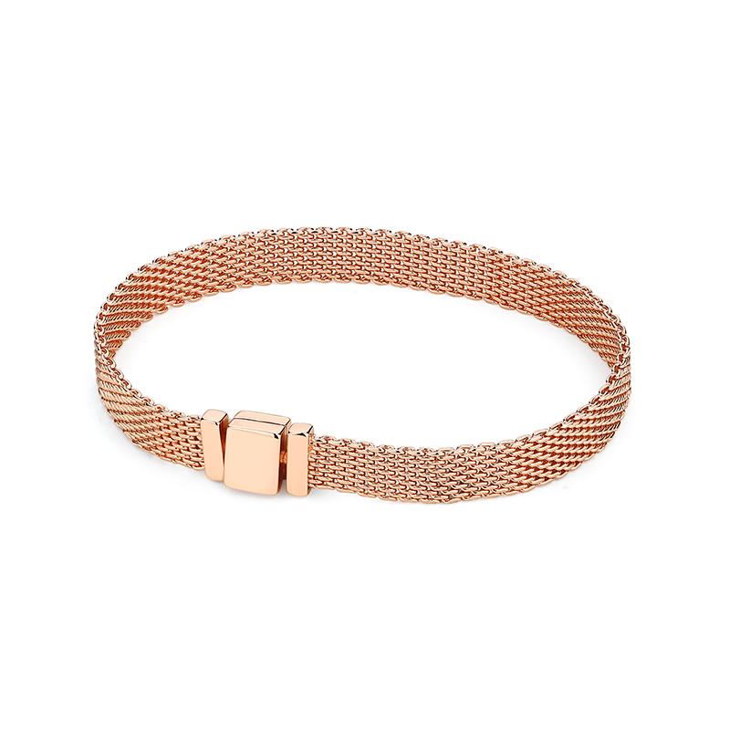 Original 925 Sterling Silver Bracelet For Women Charms Beads Rose Gold Heart Bracelets Bangles Snake Chain Luxury Jewelry Gift